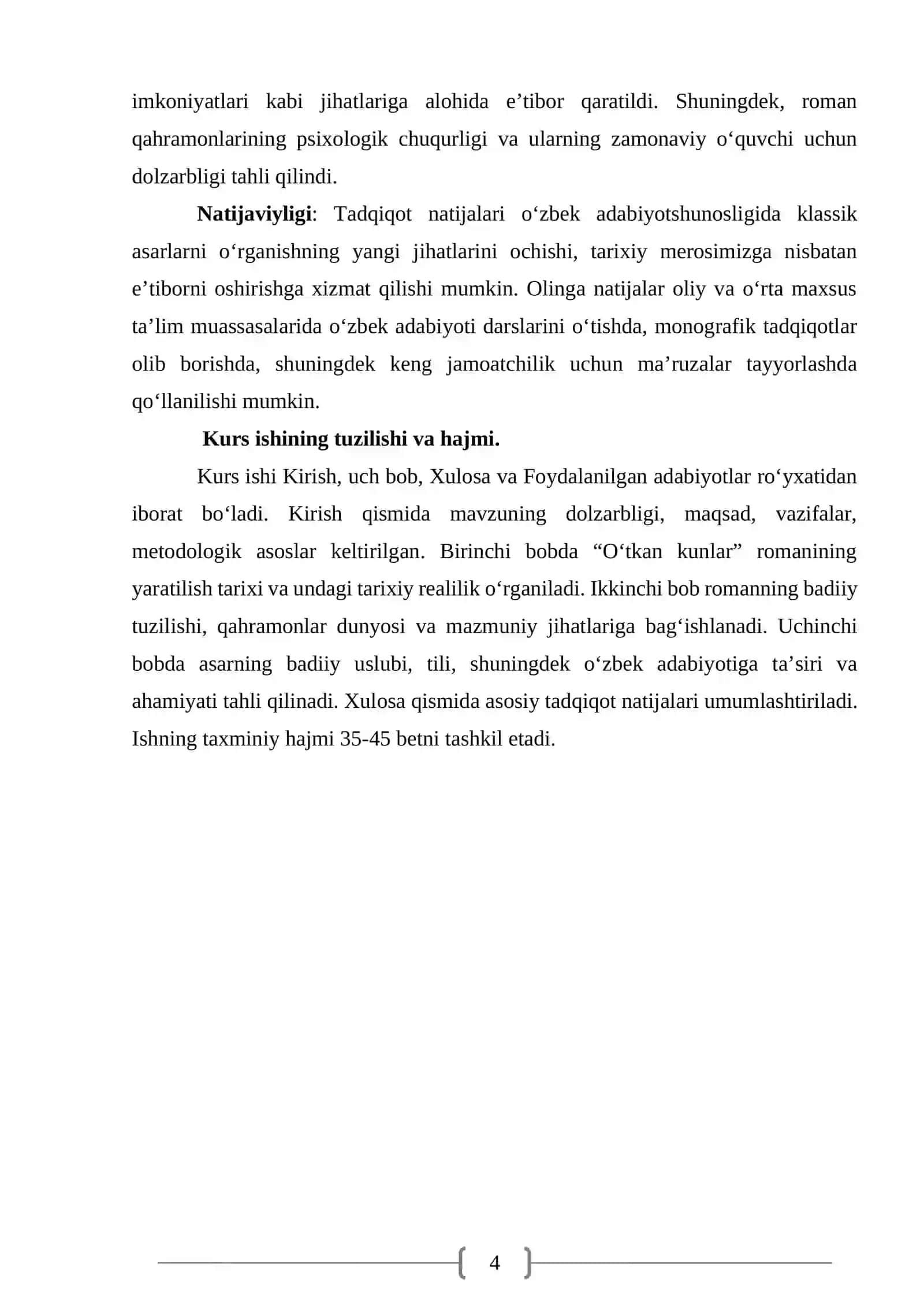O‘tkan kunlar romani ustida ishlash metodikasi 4