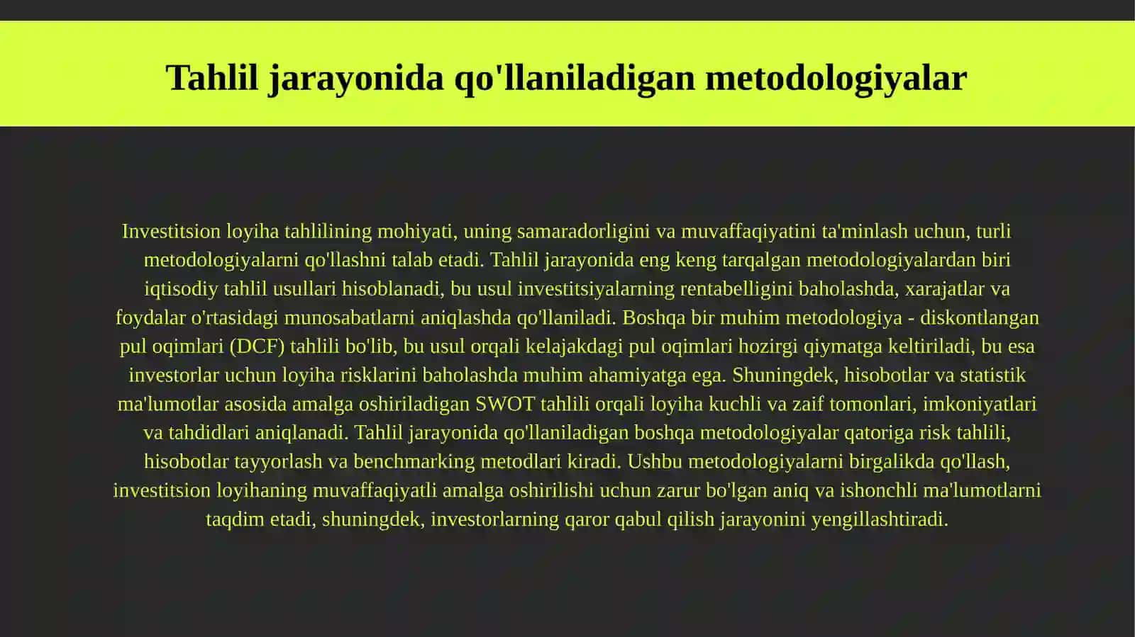 Investitision loyiha tahlilining mohiyati haqida1 4