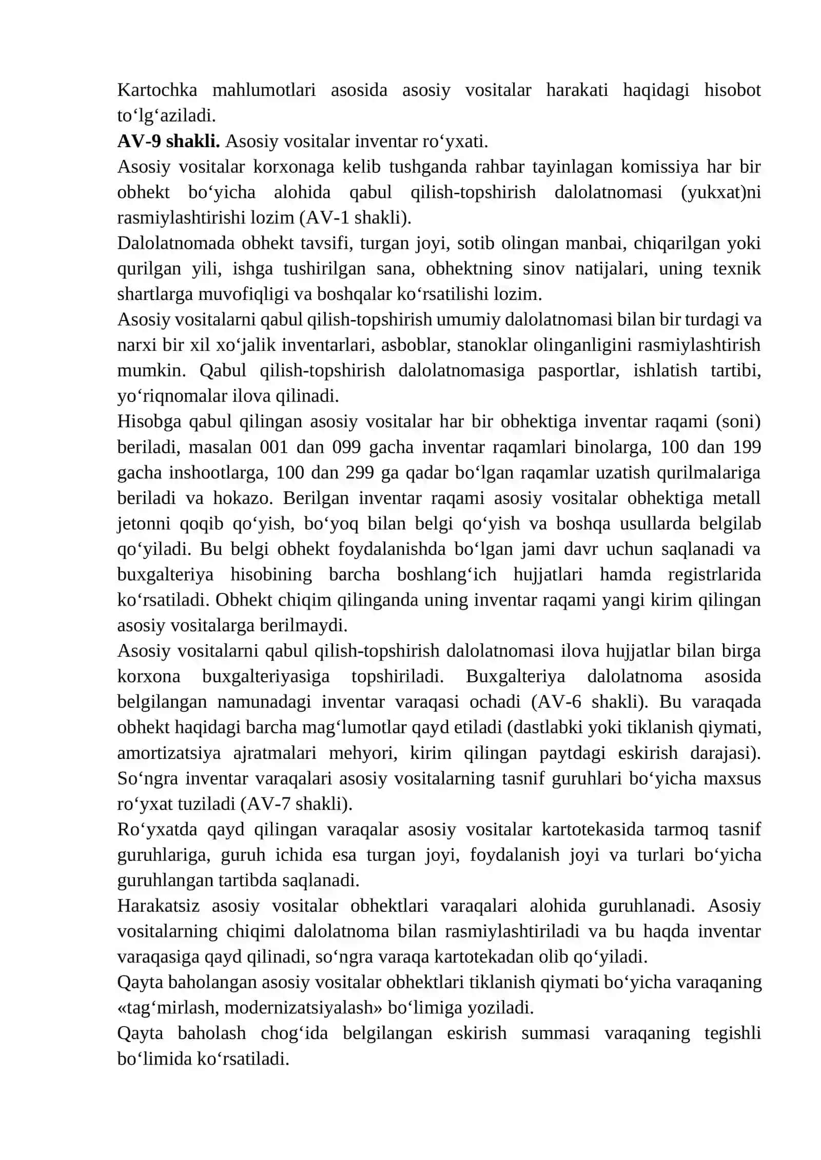 Asosiy vositalarni qabul qilish va hujjatlashtirish 4