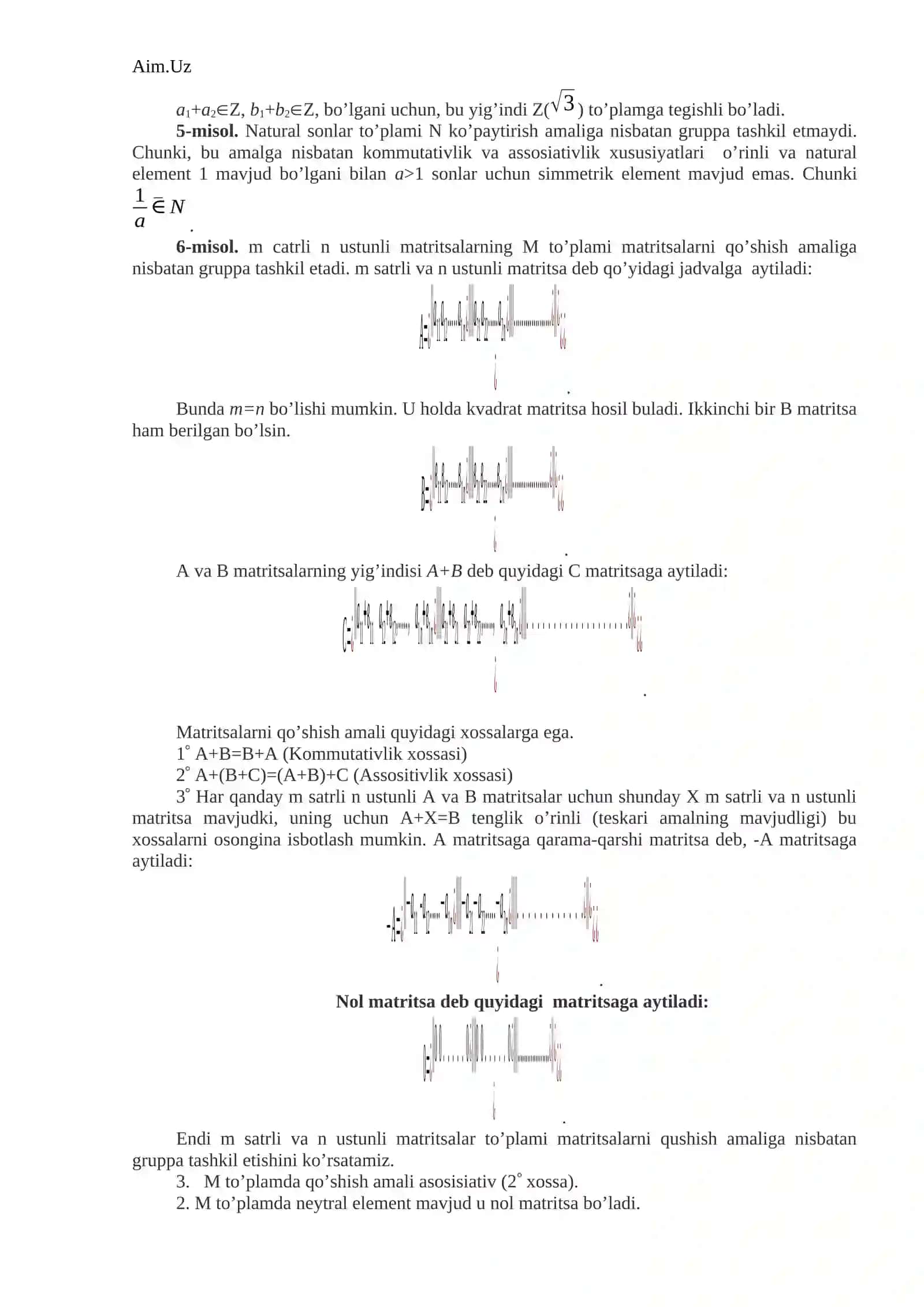 Algebraik amalga nisbatan neytral, yutuvchi va simmetrik elementlar 4