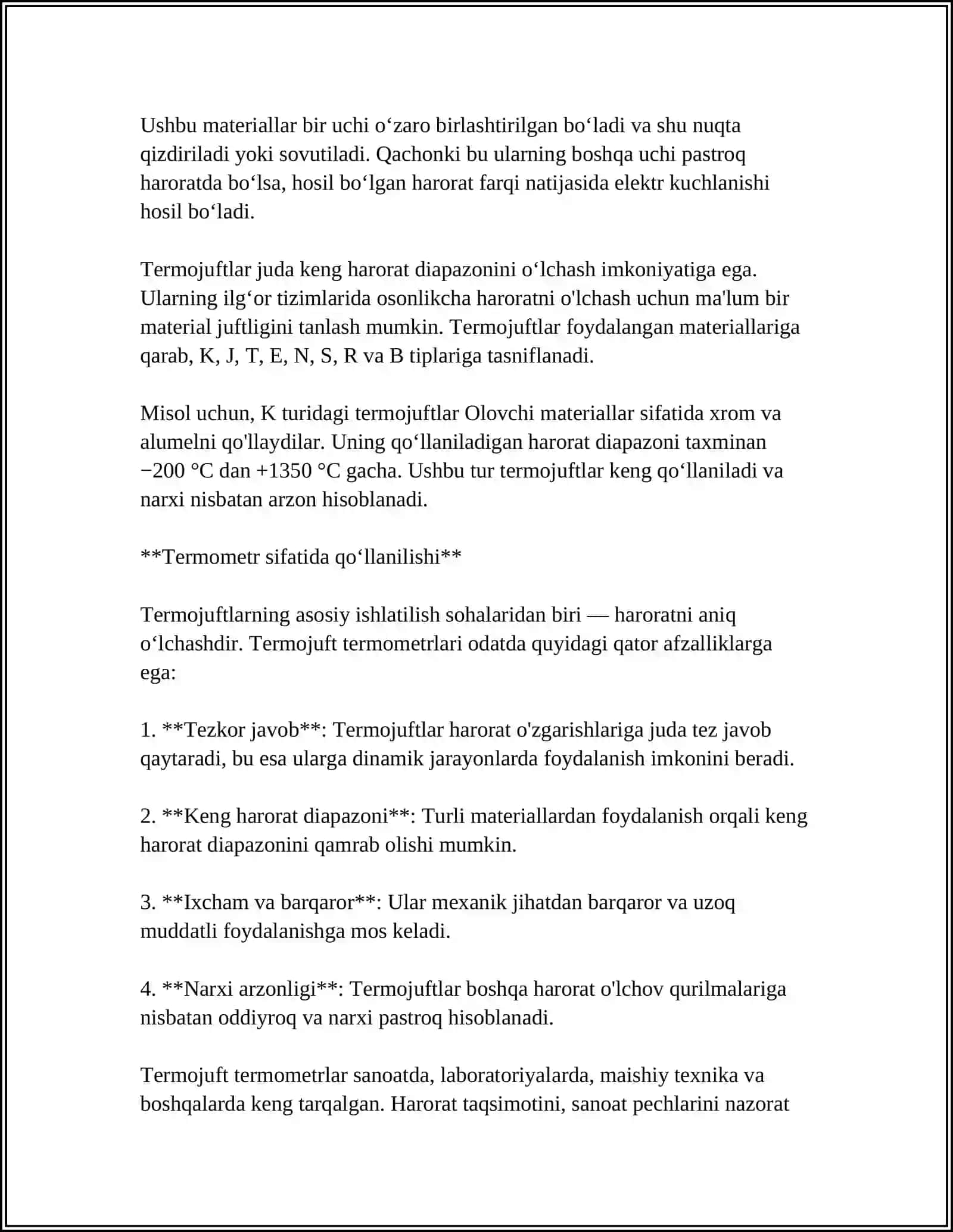 TERMOJUFTNI DARAJALASH VA UNDAN TERMOMETR SIFATIDA FOYDALANISH 4