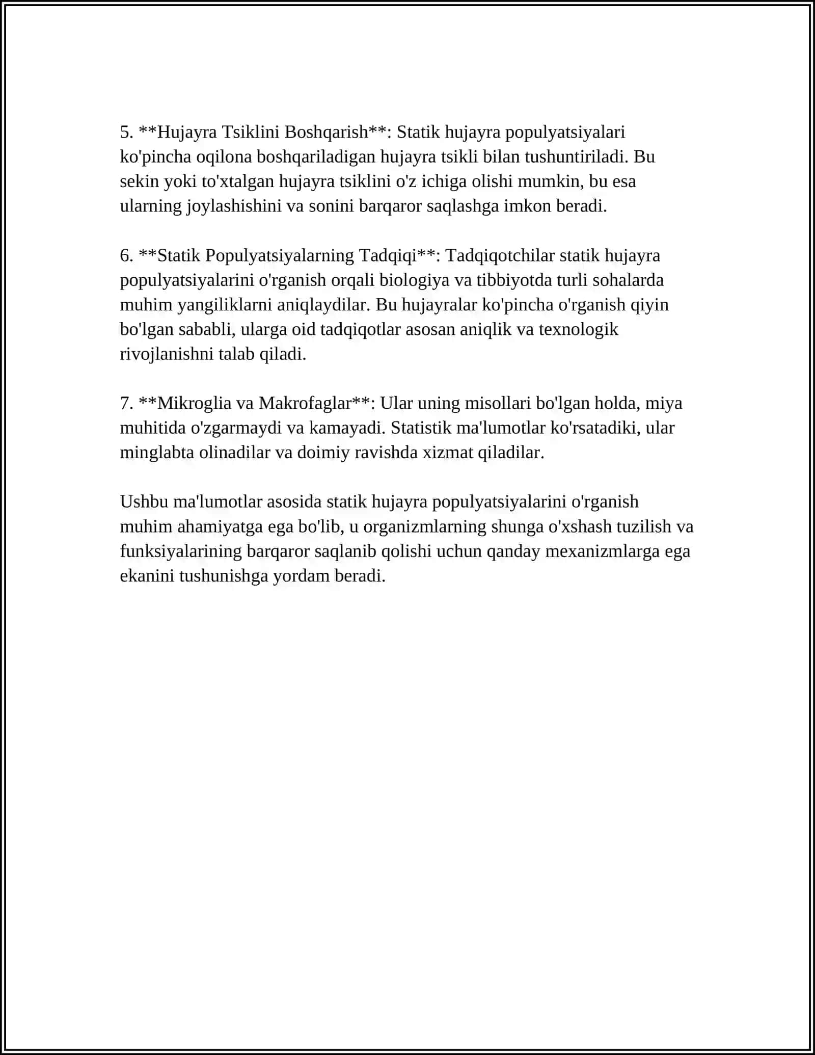 HUJAYRA POPULYATSIYALARINING TURLARI:STATIK,OʻSUVCHI,YANGILANUVCHI 4