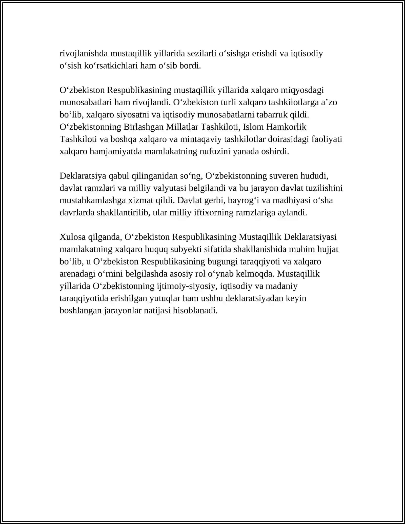 OʻZBEKISTON RESPUBLIKASINING MUSTAQILLIKKA ERISHISH YILLARI 4