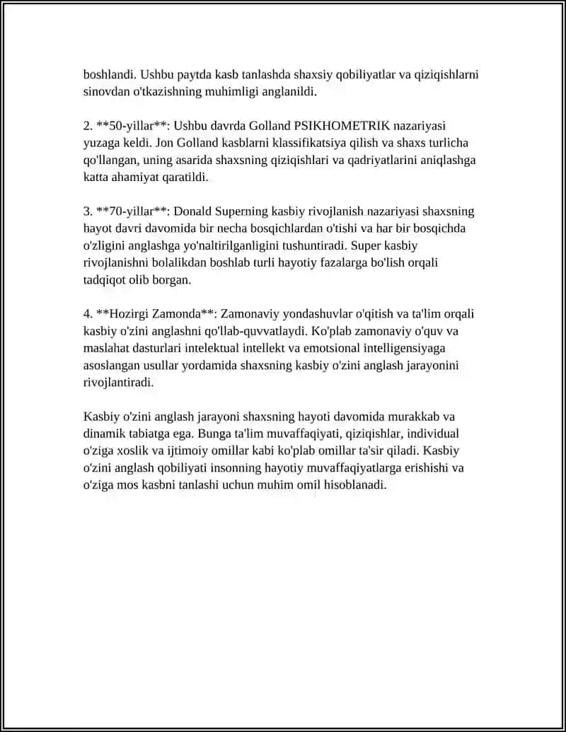 KASBIY UZ UZINI ANGLASH PSIXOLOGIK MUAMMO SIFATIDA 4