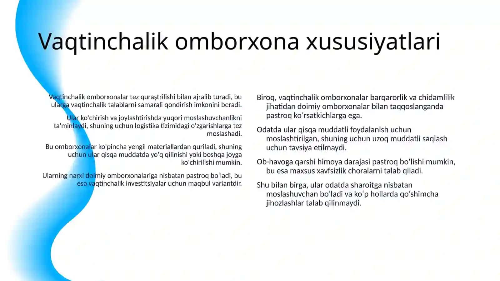 VAQTINCHALIK VA DOIMIY OMBORXONALARNI TURLARI, TUZILISHI VA O‘LCHAMLARI 4