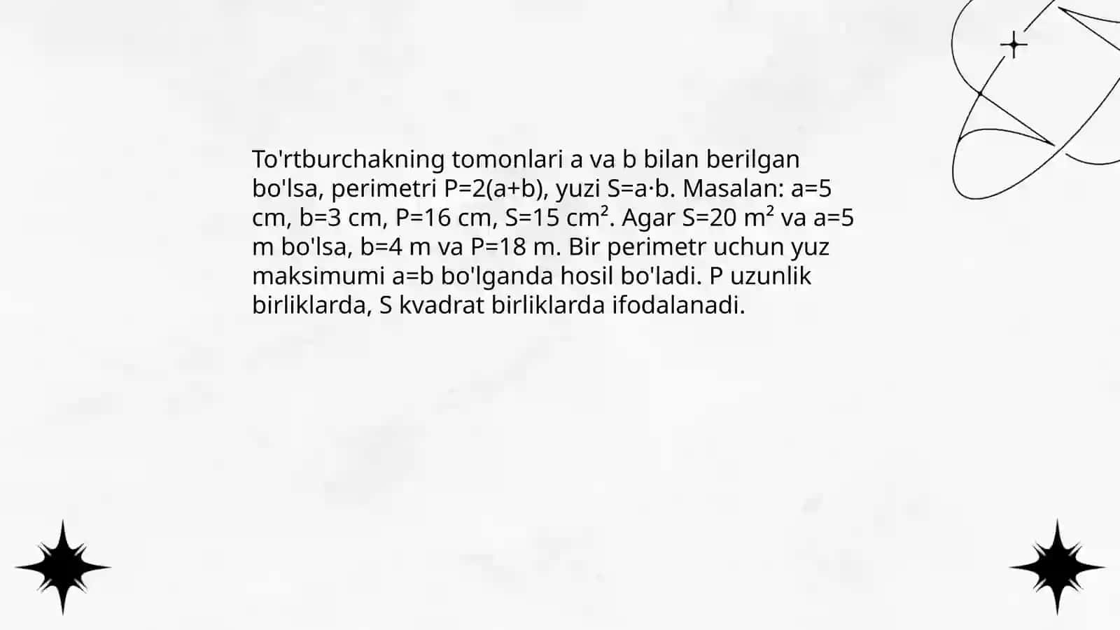 Perimetr va yuzaga doir masalalar 4