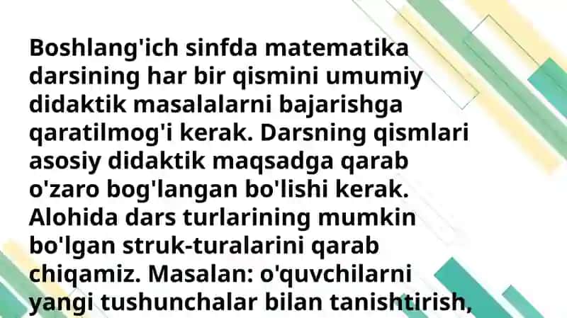 Boshlang'ich sinflarda matematika o'qitish metodikasi 4