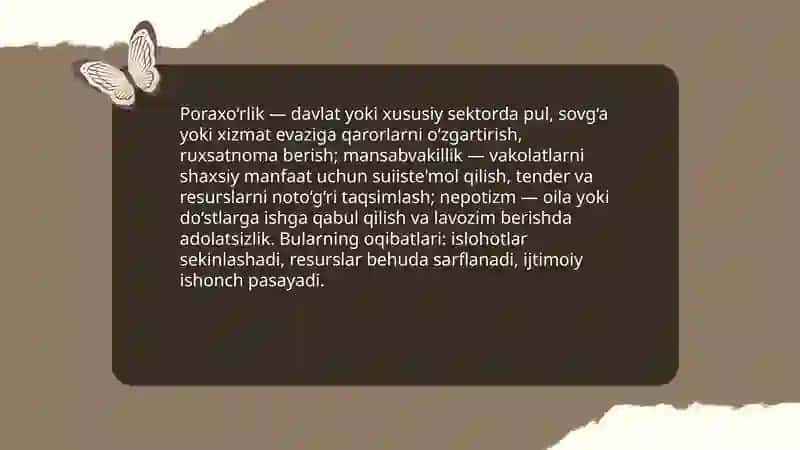 Korrupsiyaning mohiyati, oqibatlari va unga qarshi kurash mexanizmlari 4