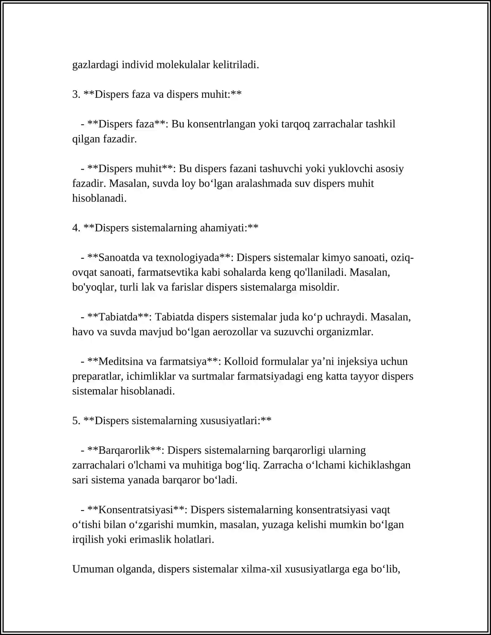 DAG'AL DISPERS SISTEMALAR VA ULARNING TIBBIYOT VA FARMAKALOGIYADA ISHLATILISHI 4