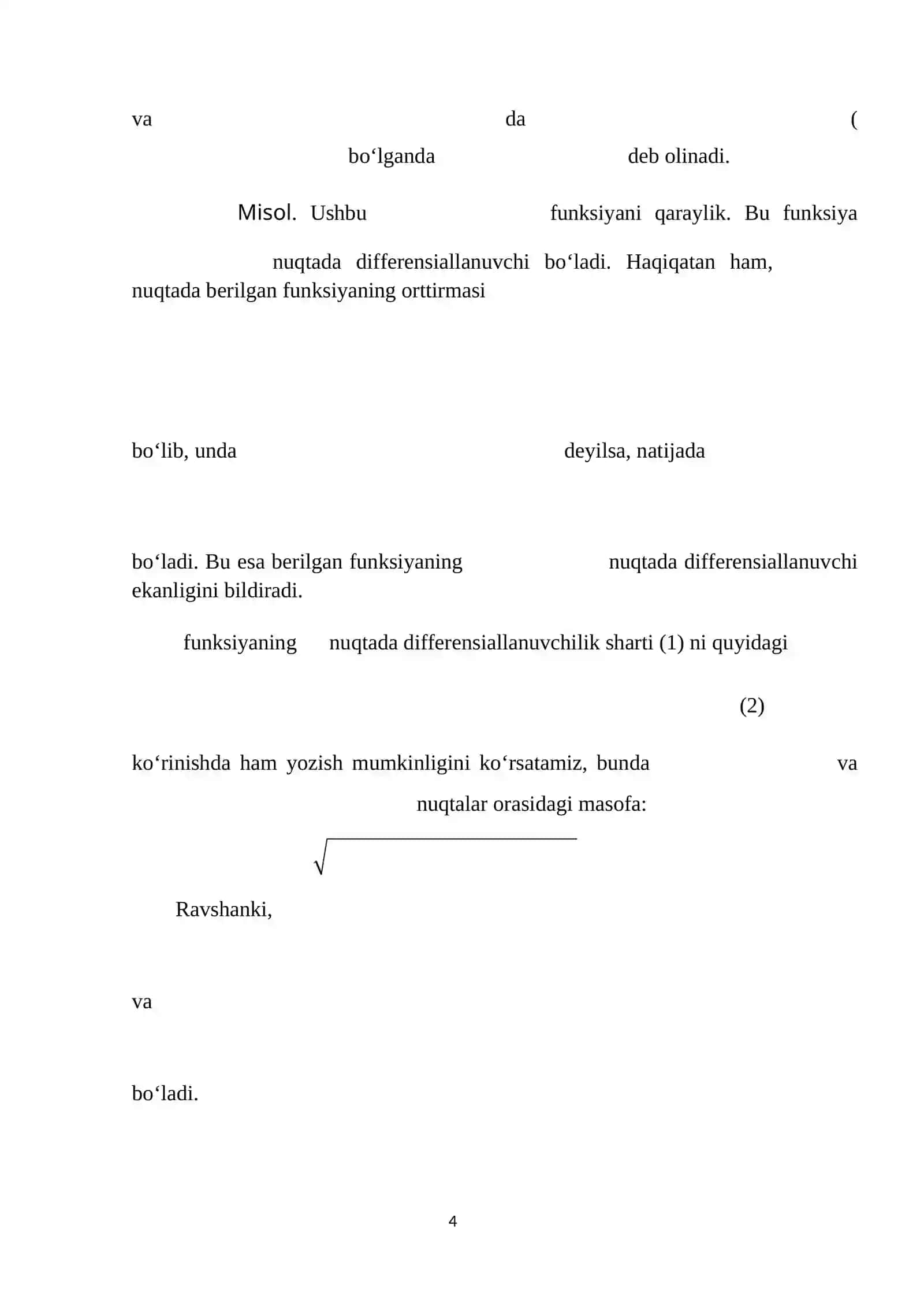 Ko‘p o‘zgaruvchili funksiyaning differensiali 4