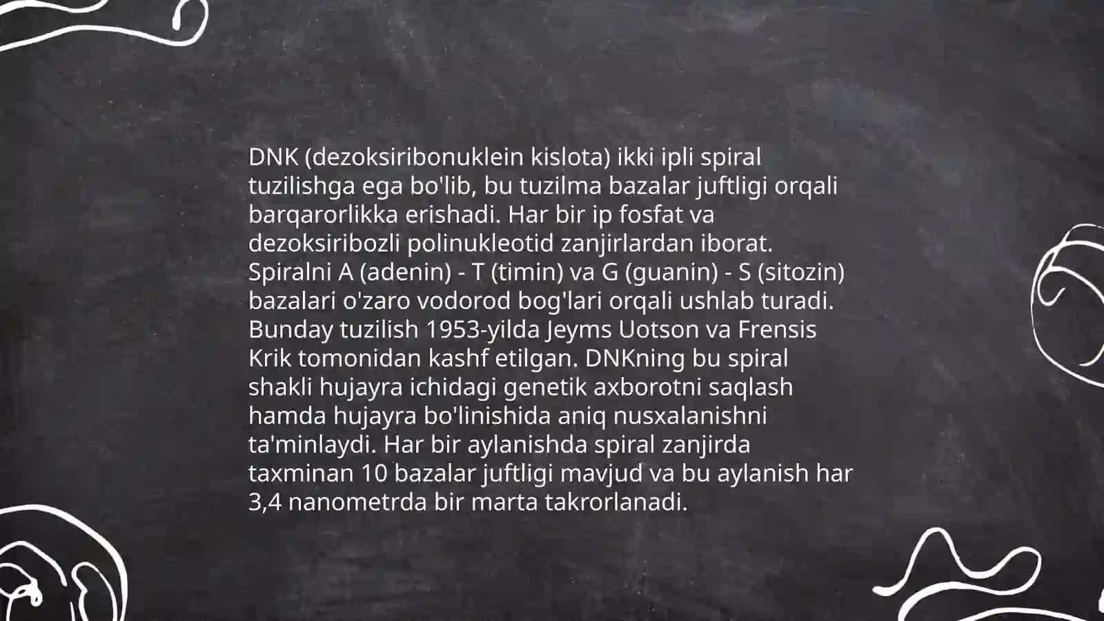 Nuklein kislotalarning tuzilishi va fizik kimyoviy xossalari 4