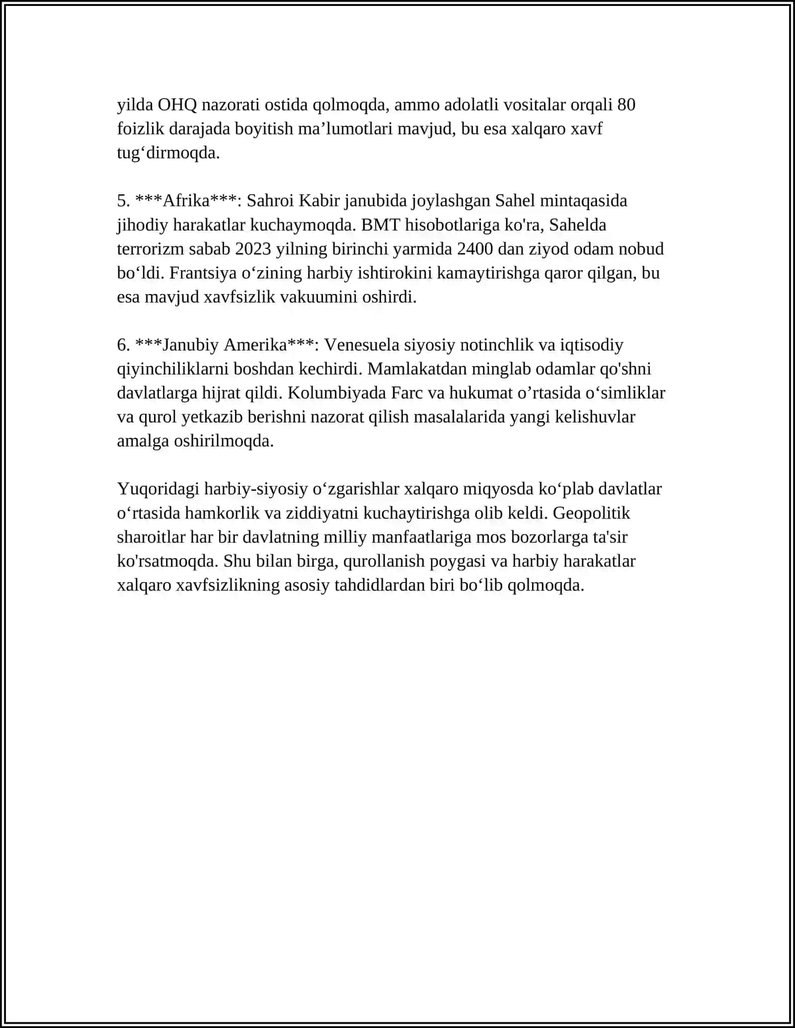 GEOPOLITIK MAYDONDAGI HARBIY-SIYOSIY VAZIYAT VA UNING RIVOJLANISH TENDENSIYASI 4