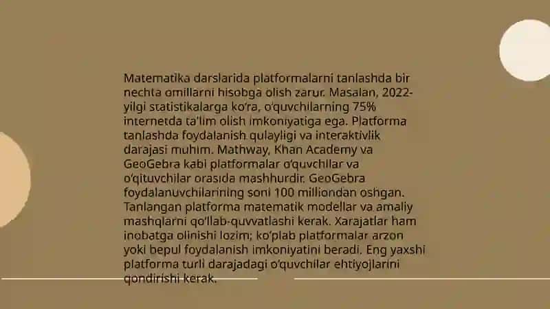 Matematikani oʻqitishda mobil ilovalar va oʻquv platformalarini integratsiya qilish 4