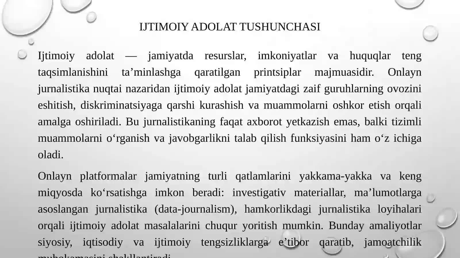 Onlayn jurnalistikada ijtimoiy adolat huquq va inson erkinligi masalalari 4
