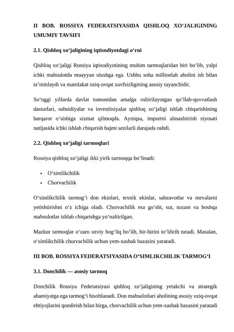 ROSSIYA FEDERATSIYASINING TABIIY-GEOGRAFIK SHAROITI VA QISHLOQ XO‘JALIGI 4