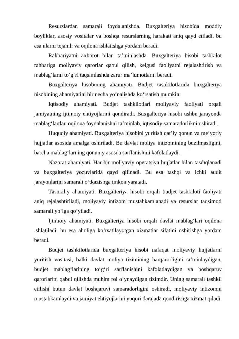 Budjet tashkilotlarida bugalteriya hisobining tashkiliy jihatlari 4