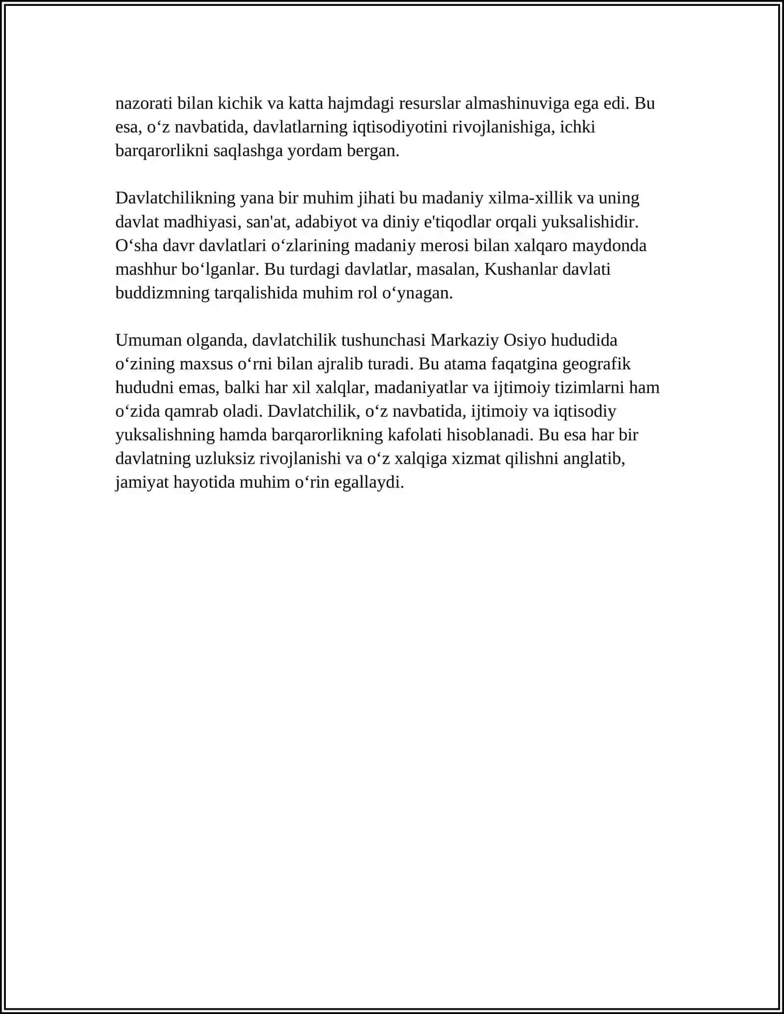 DAVLATCHILIK TUSHUNCHASI. MARKAZIY OSIYO HUDUDIDAGI ILK VA ANTIK DAVR DAVLATLARI 4