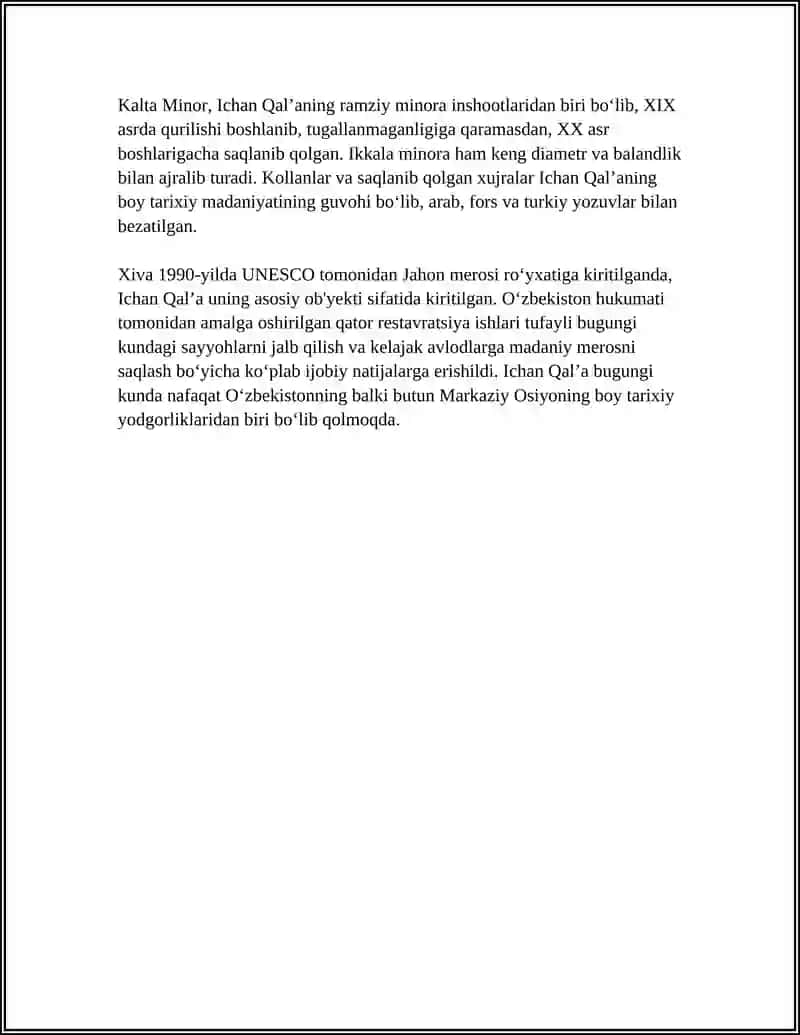 REFERAT Mavzu: ICHAN QALA “OTA DARVOZASI” 4