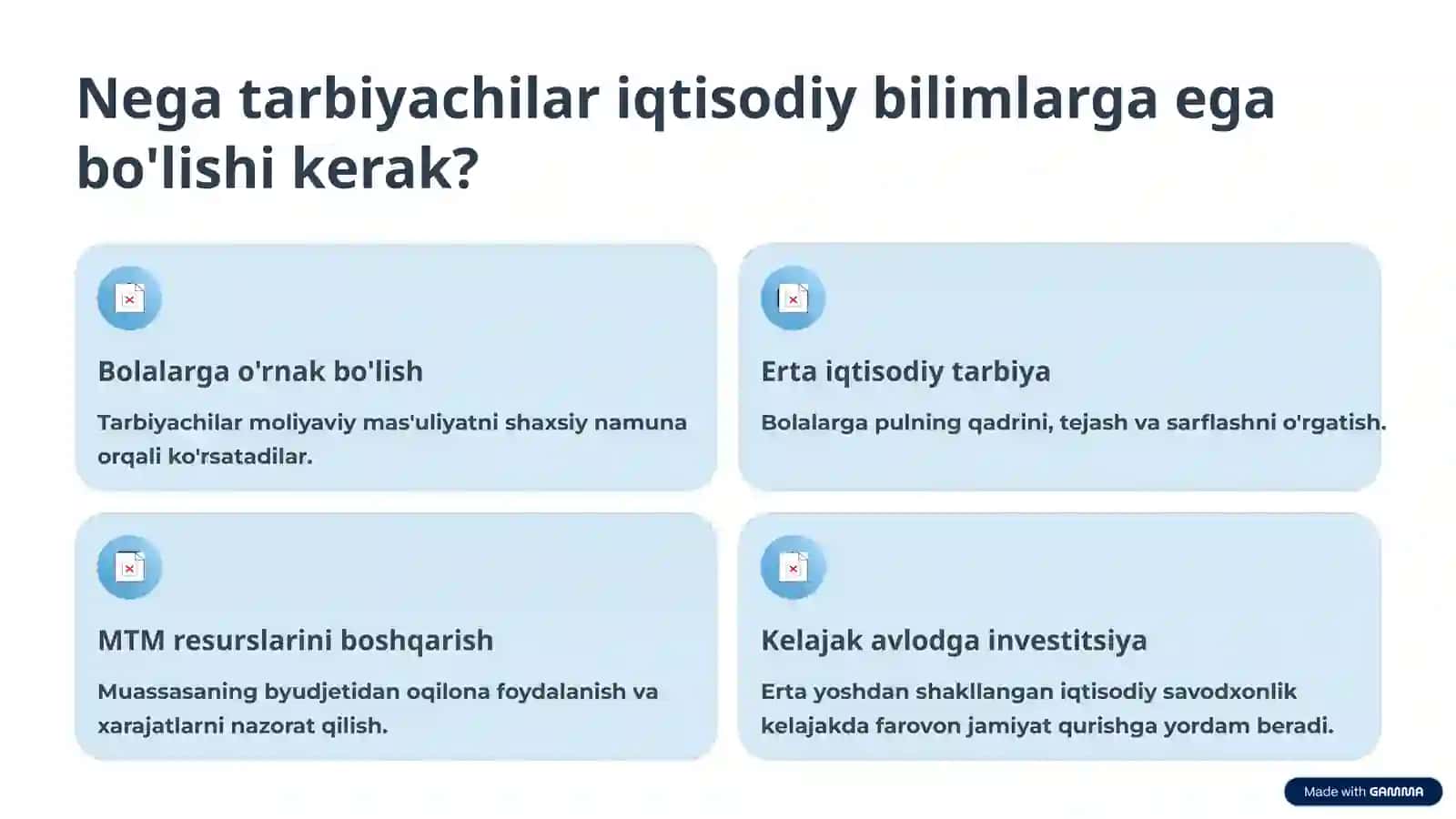 Maktabgacha ta'lim muassasalari (MTM)pedagog-tarbiyachilarning iqtisodiy bilimlarini egallash zaruriyati 4