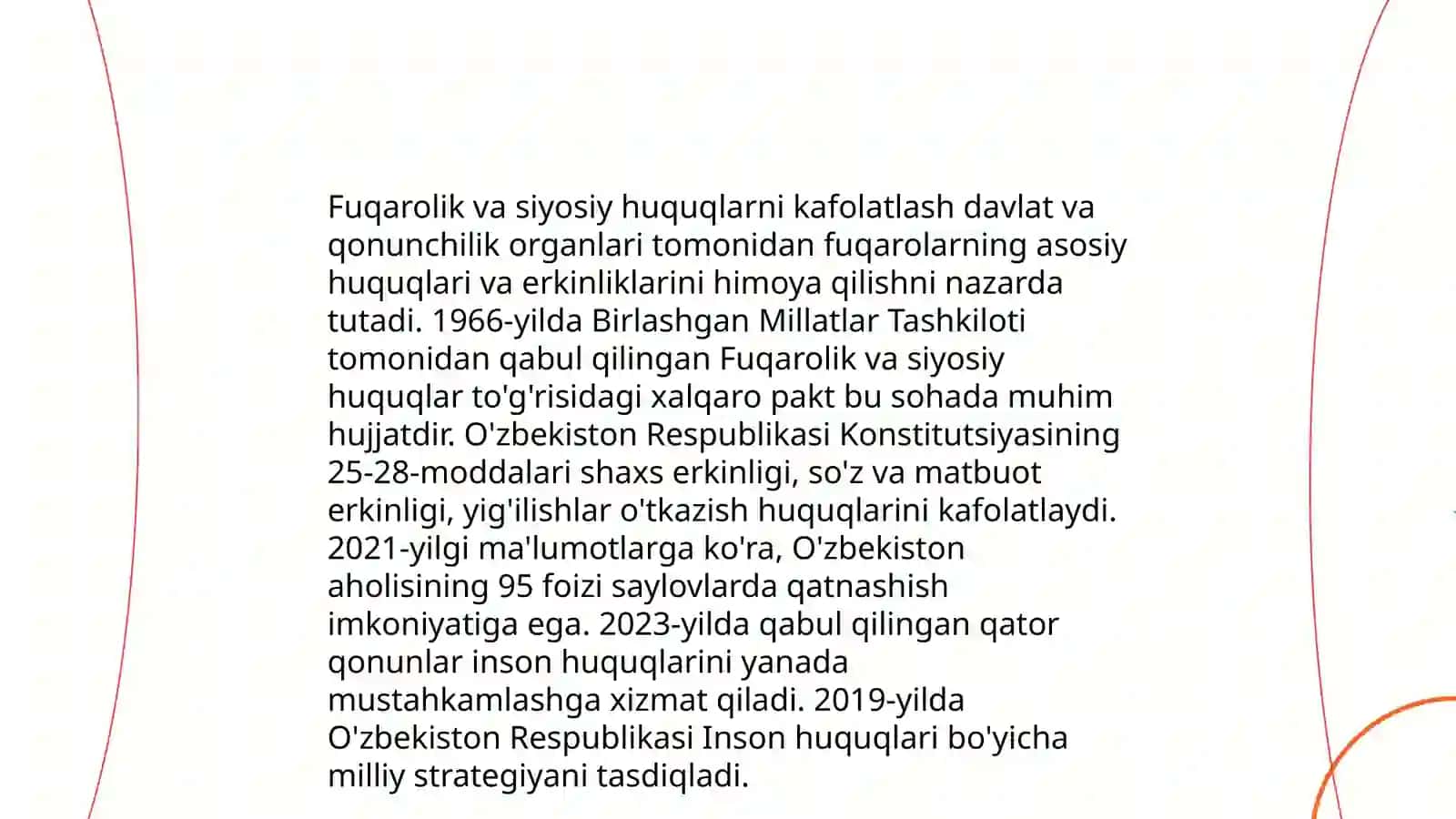 Yangi Oʻzbekistonda inson haq-huquqlari va erkinliklari kafolatining yaratilishi 4