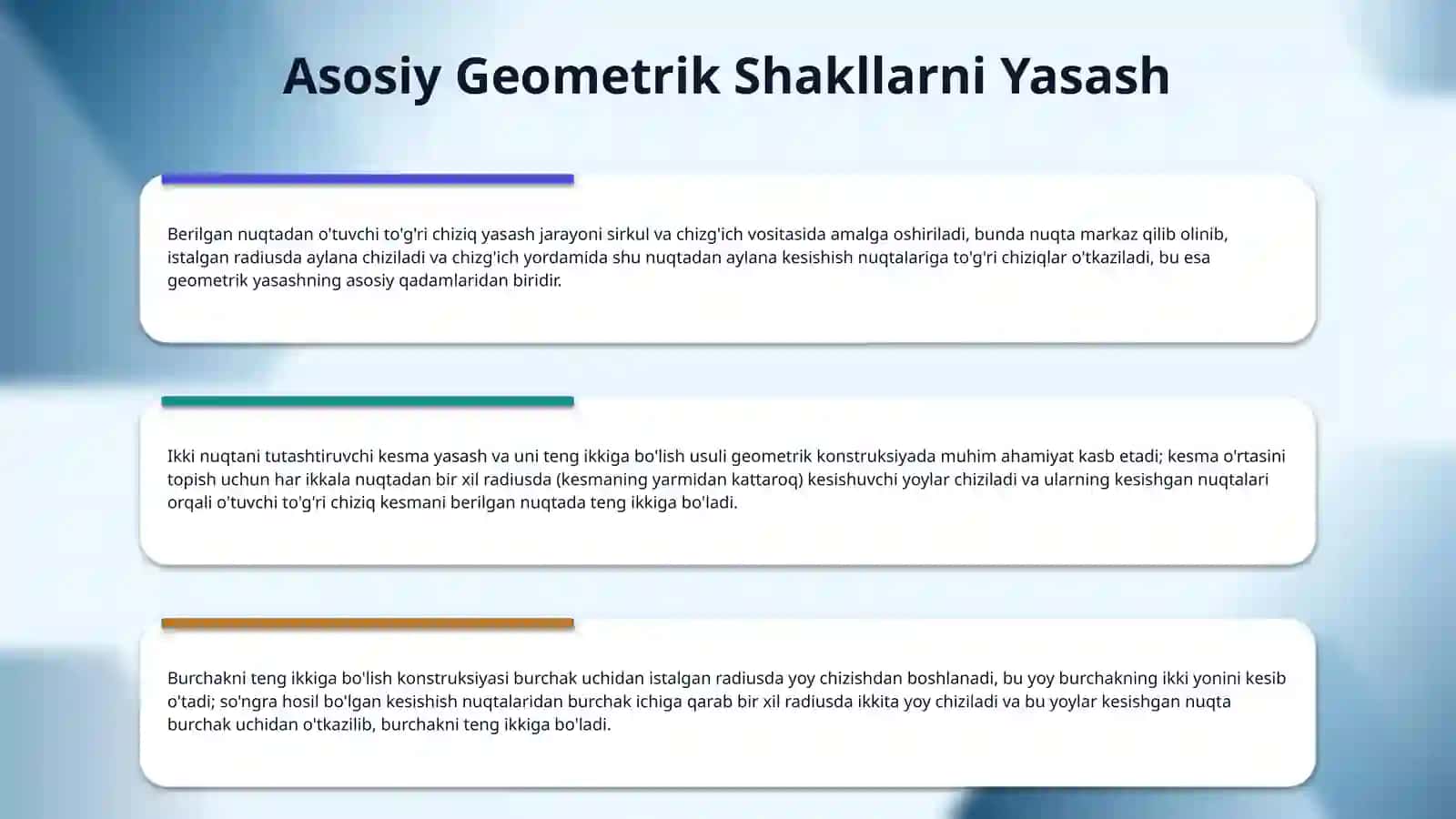 Sirkul va chizg'ich yordamida geometrik yasashlar 4