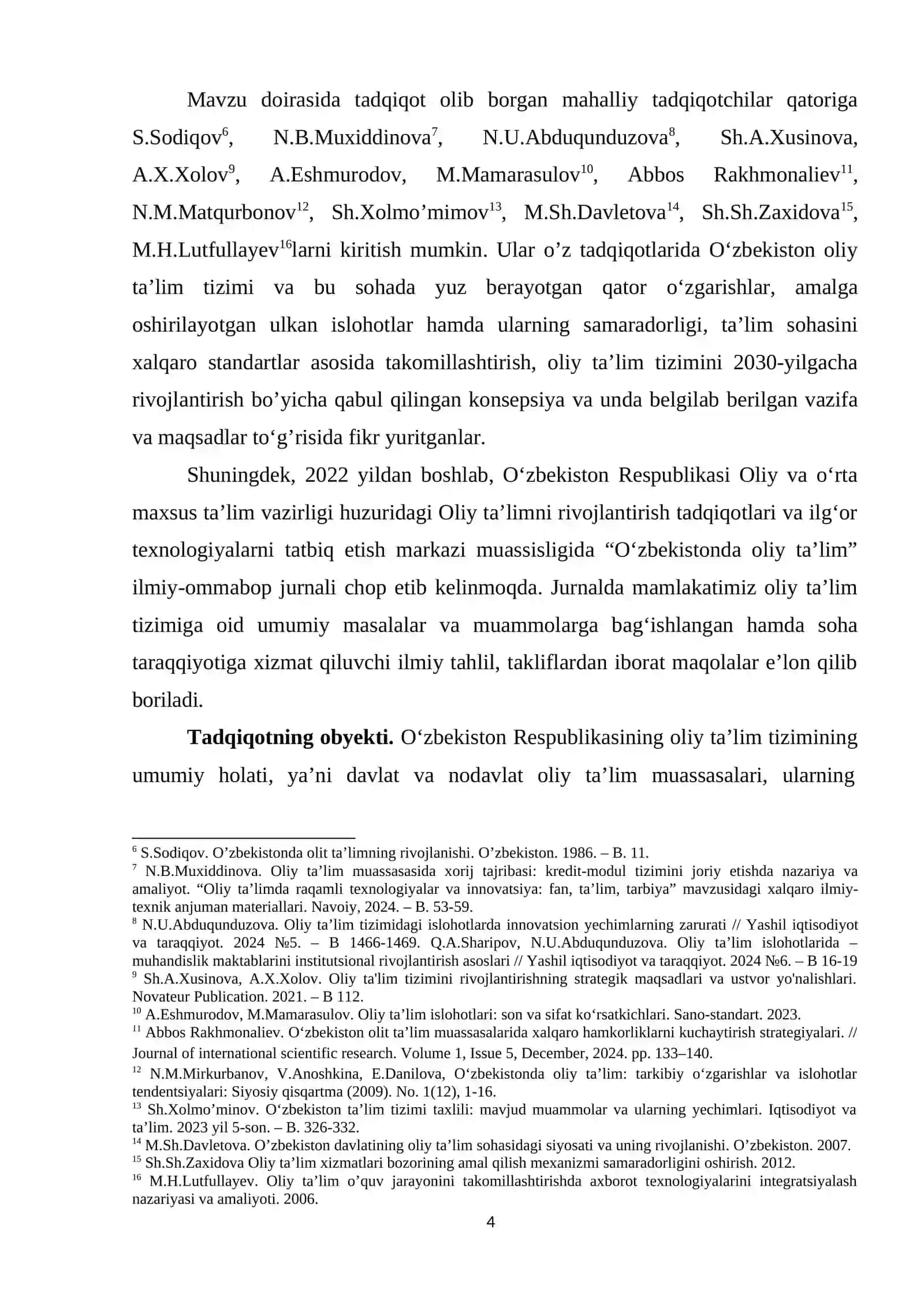 O’ZBEKISTON RESPUBLIKASIDA OLIY TA’LIM TIZIMIDA AMALGA OSHIRILGAN ISLOHOTLAR (1991–2025) 4