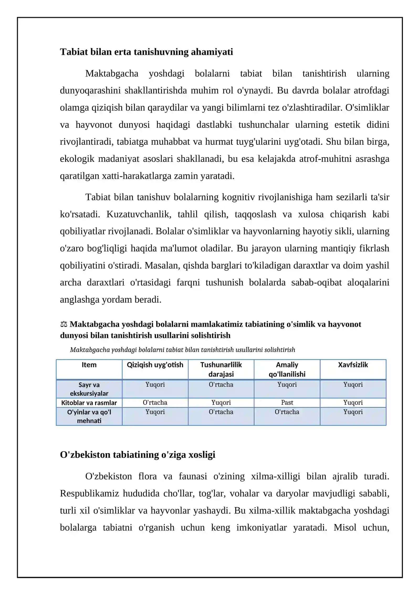 Maktabgacha yoshdagi bolalarni oʻlkamiz tabiati oʻsimlik va hayvonot olami bilan tanishtirish 4