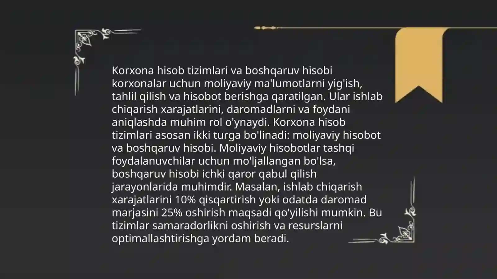Boshqaruv hisobini tashkil etish 4