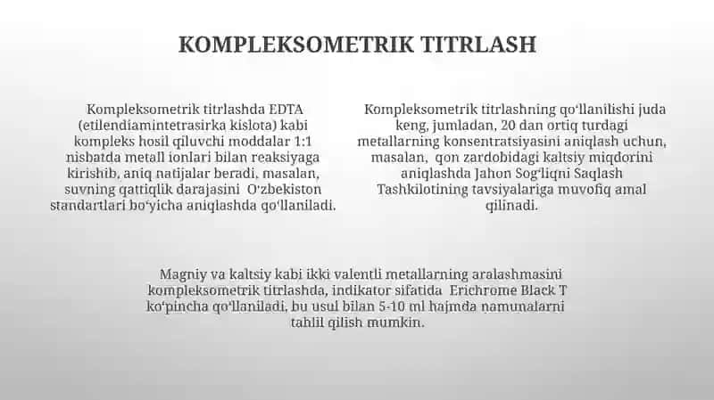Tibbiy kimyo. Titrimetriya asoslari 4
