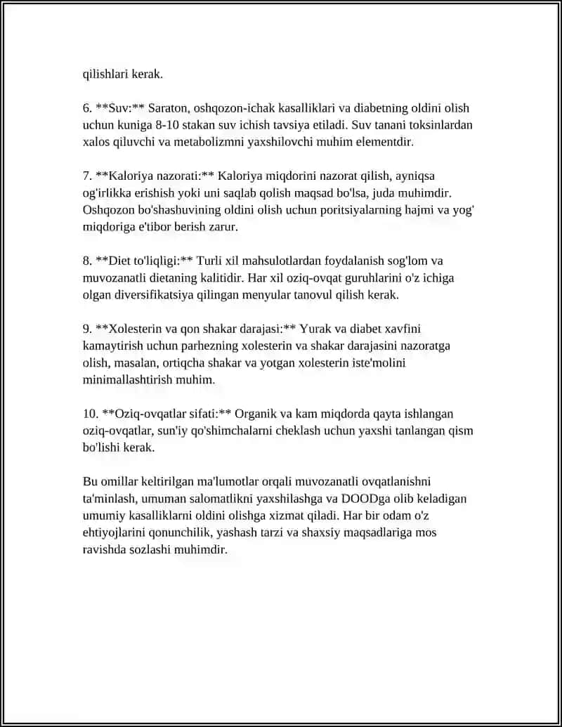 DOOD uchun muvozanatli ovqatlanish 4