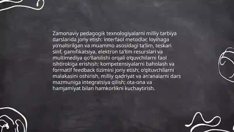 Milliy tarbiya fani o'qitish amaliyotini takomillashtirish yo'llari 4