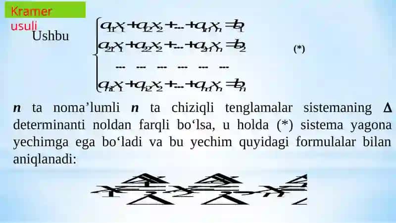 Chiziqli tenglamalar sistemasini yechish. 4