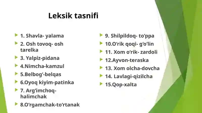 Surxondaryo viloyati Uzun tumani Xatib qahramon mahallasi shevasi tasnifi 4