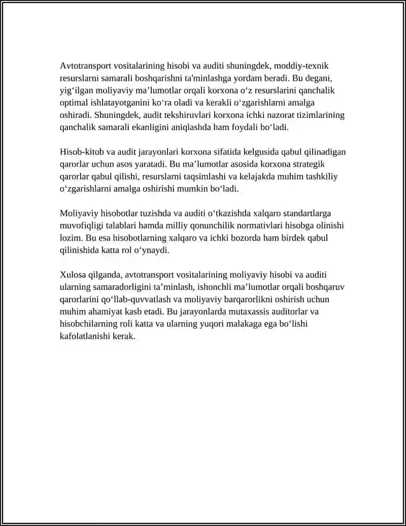 AVTOTRANSPORT VOSITALARI VA ULAR ISH FAOLIYATINING AUDITI 4