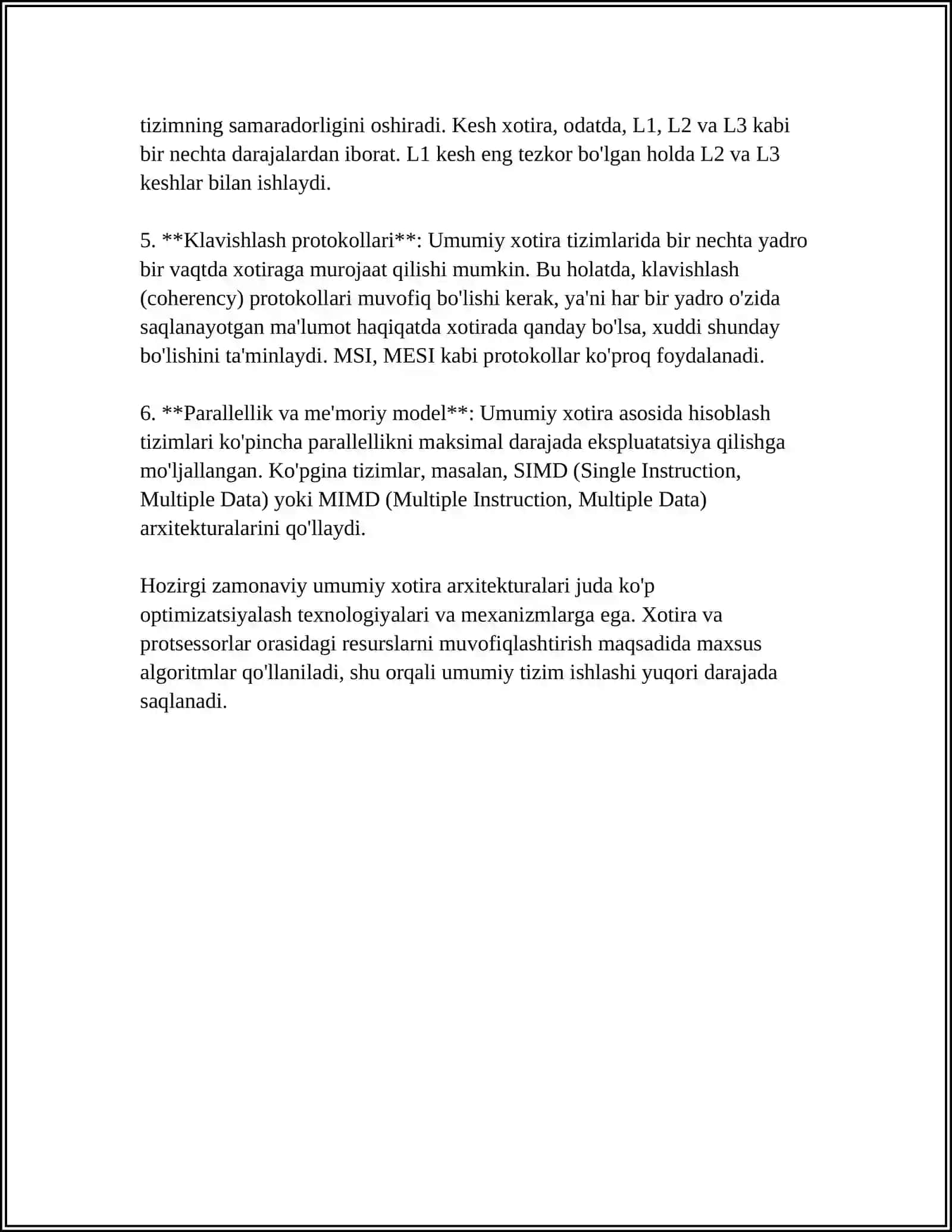 UMUMIY XOTIRALI HISOBLASH TIZIMLARI. OPENMP TEXNOLOGIYASI VA UNING IMKONIYATLARI 4