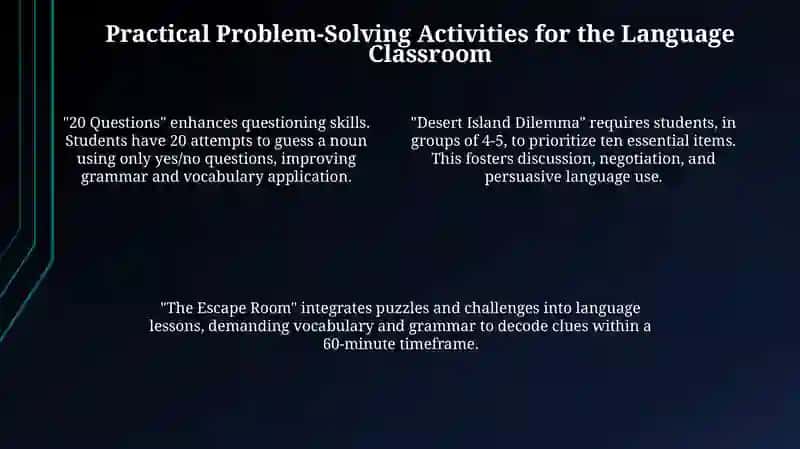Benefits and Examples: Problem-Solving Activities for Adult Language Learners 4