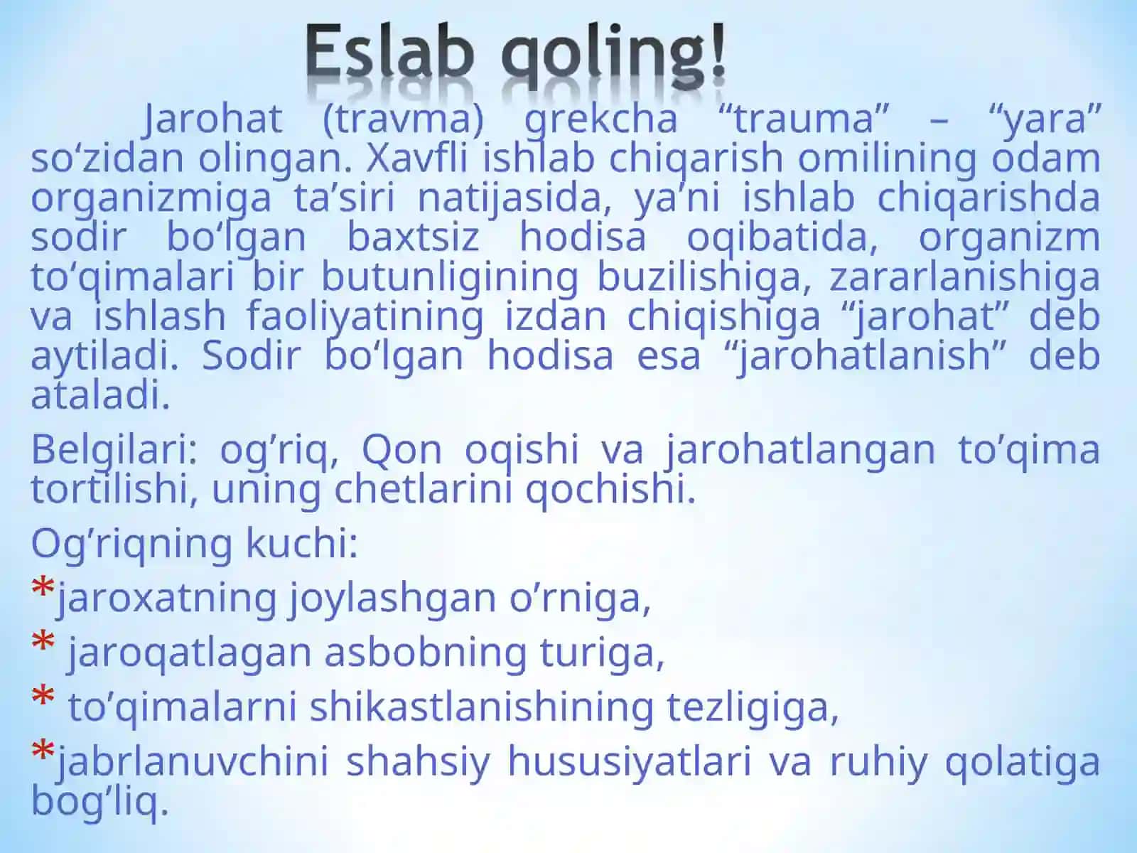 Ishlab chiqarishda sodir bo’ladigan baxtsiz xodisalar va kasb kasalliklari 4