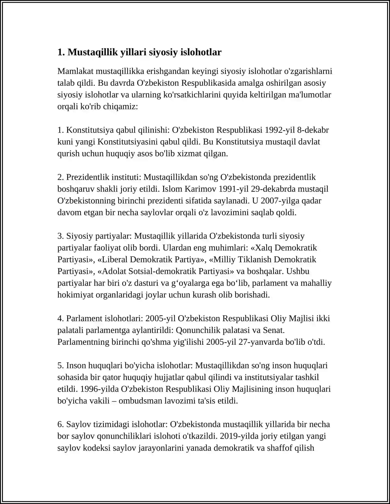 O'ZBEKISTONNING ENG YANGI TARIXI OʻQUV FANINING MAQSADI VA VAZIFALARI 4