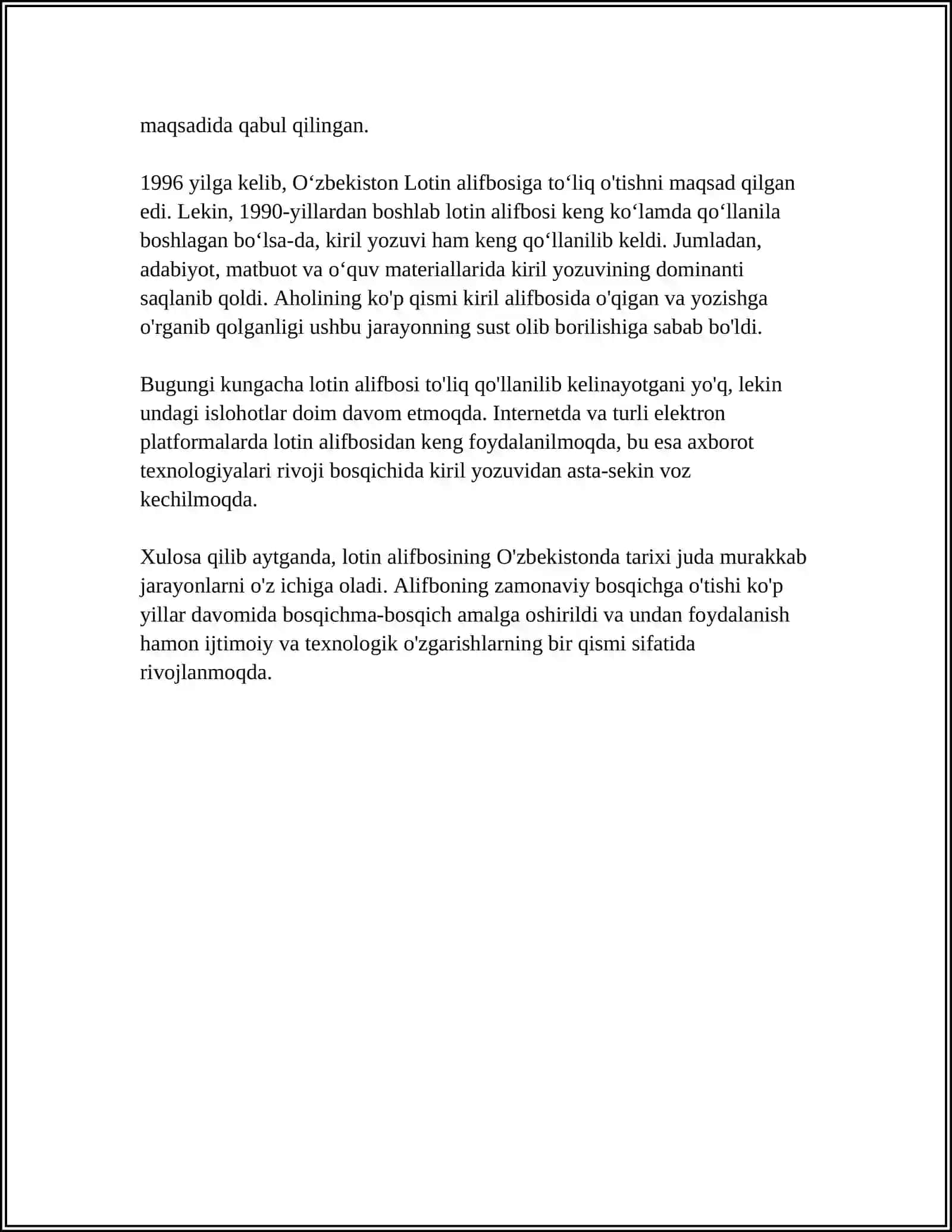LOTIN ALIFBOSI. UNLI VA UNDOSH HARFLAR. DIGRAFLAR. HARF BIRIKMALARI DIFTONG VA DIGRAFLAR. HARF BIRIKMALARI. URG'U QO'YISH QOIDALARI 4