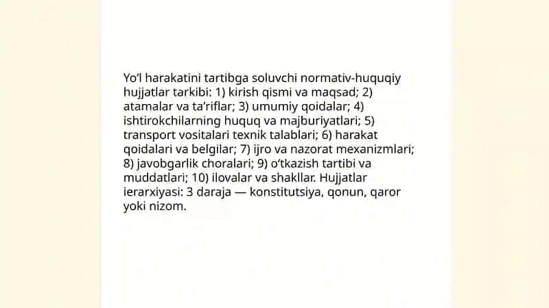 Yo‘l Harakatini Tartibga Soluvchi Qonun va Qarorlar Tahlili 4