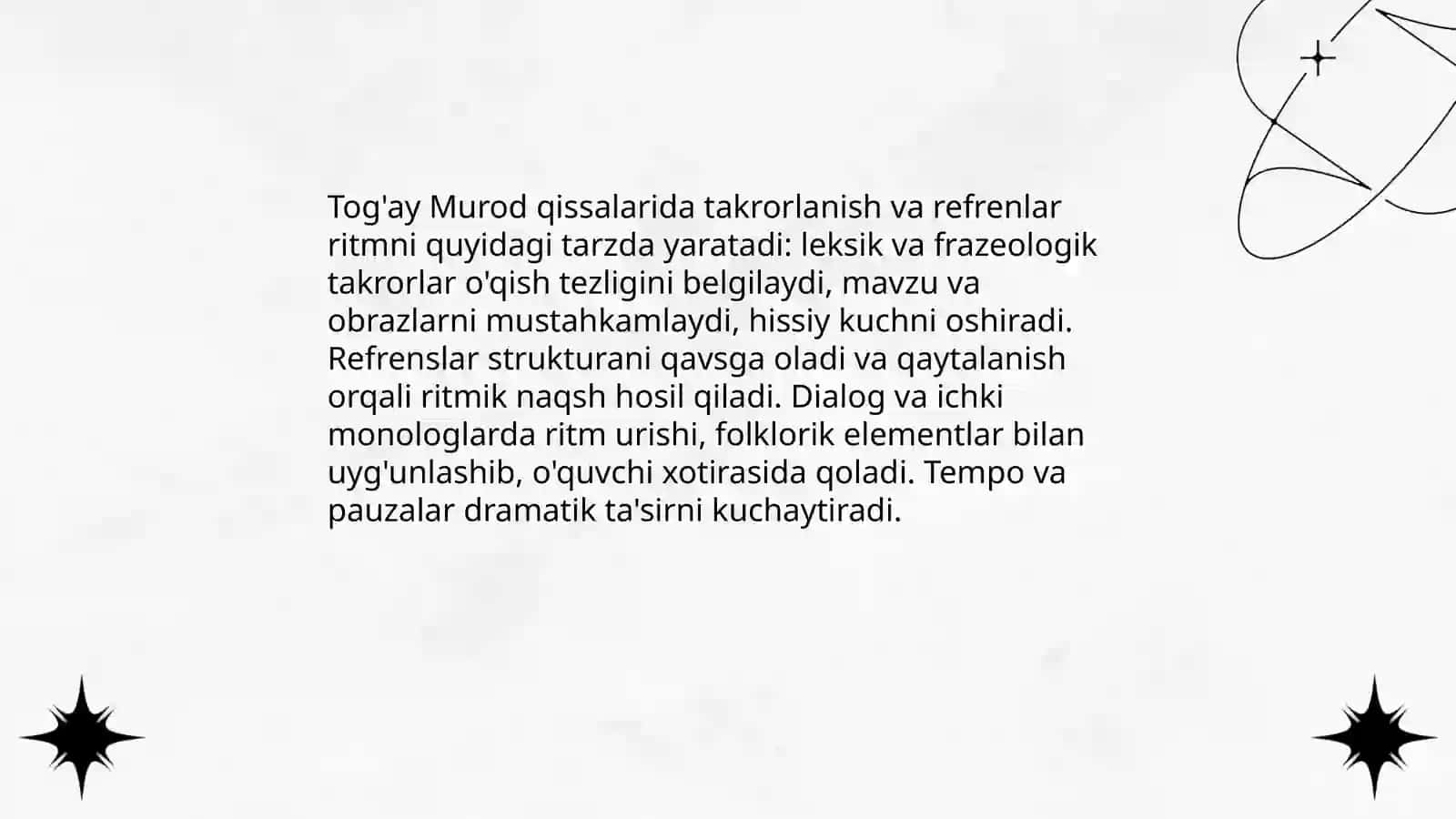 Tog'ay Murod qissalarida ritmning o'ziga xosligi 4
