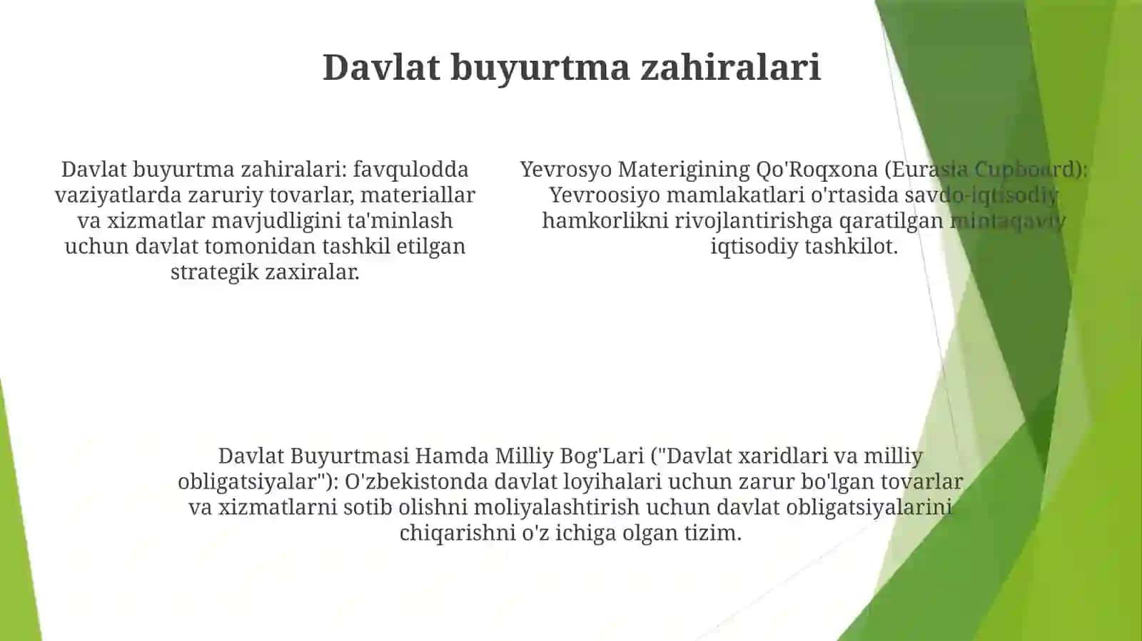 Yevrosyo Materigining Qo’Roqxona,Davlat Buyurtmasi HamdaMilliyBog’Lari 4