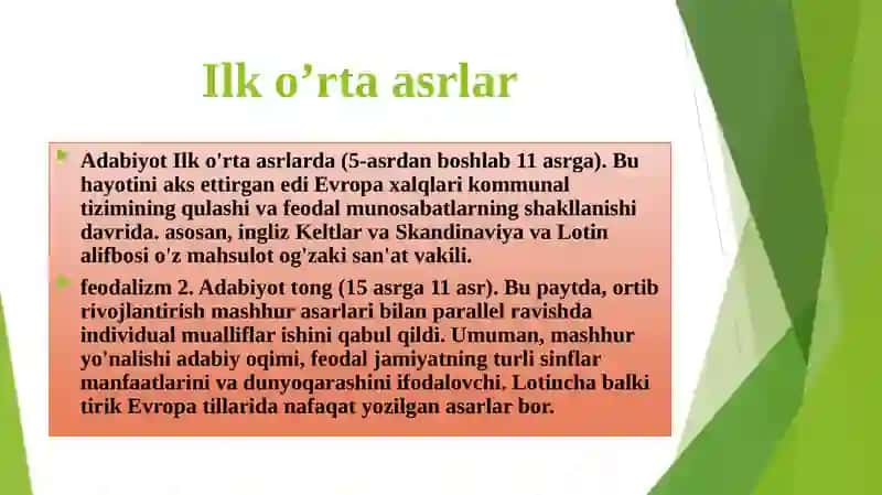 O`rta asrlar adabiyoti va fransuz, ingliz, ispan xalq qahramonlik eposlari 4