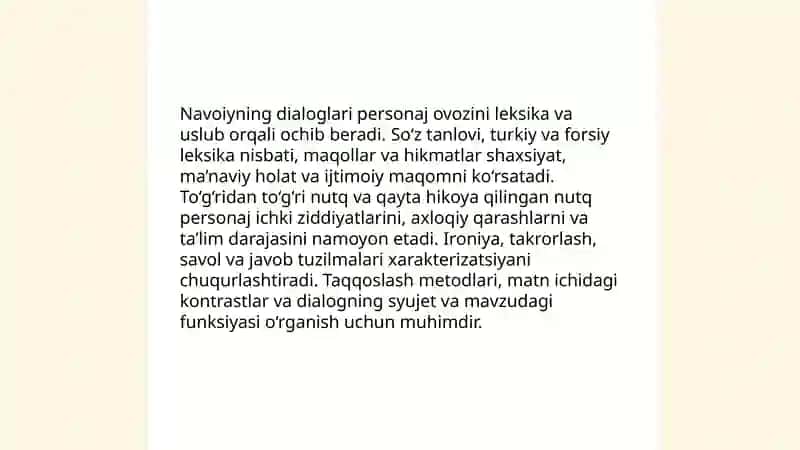 Alisher Navoiy asarlaridagi dialoglar ustida ishlash 4