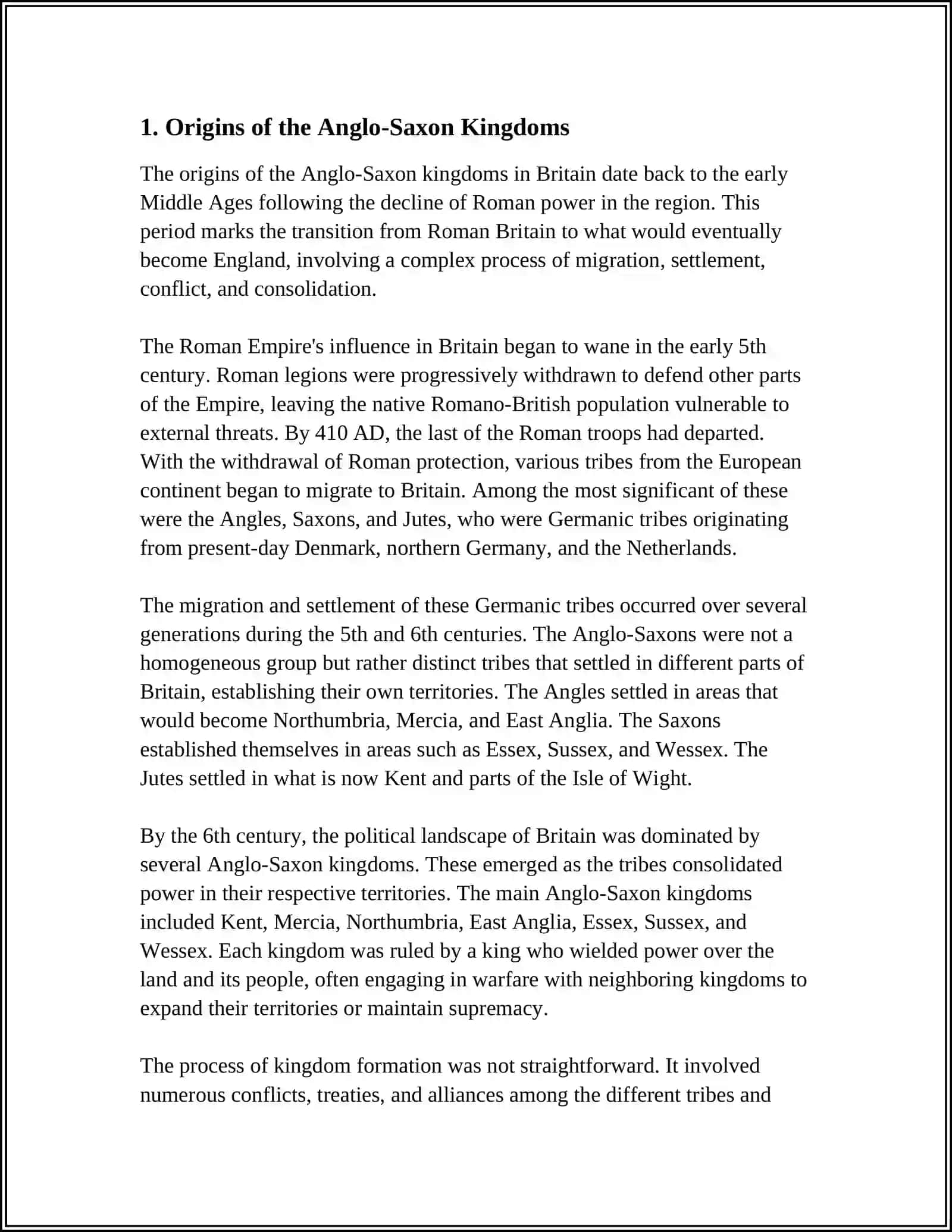 MAJOR ANGLO-SAXON KINGDOMS AND THEIR HISTORICAL SIGNIFICANCE 4