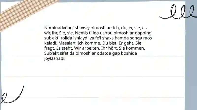 Nemis tilida kishilik olmoshlari 4