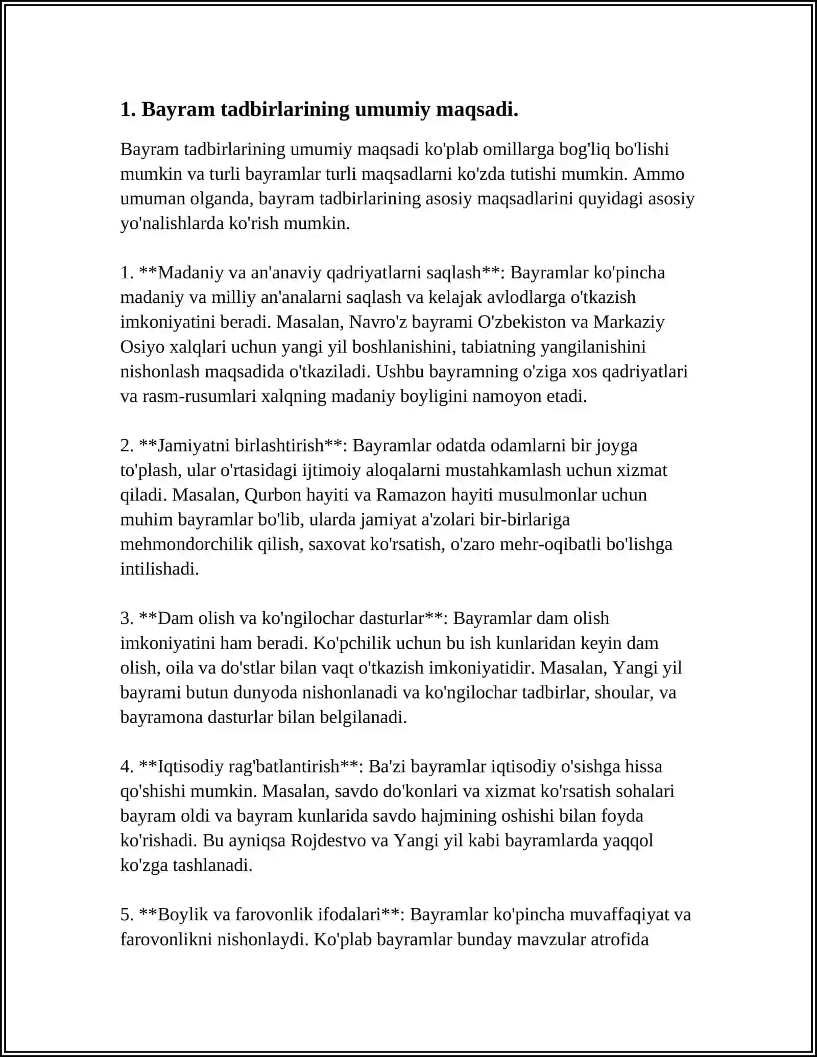 MUSIQA MASHĞULOTLAR REJASIDA BAYRAM TADBIRLARI SEENARIYSINI ISHLAB CHIQISH VA ÔTKAZISHGA QÔYILADIGAN TALABLAR 4