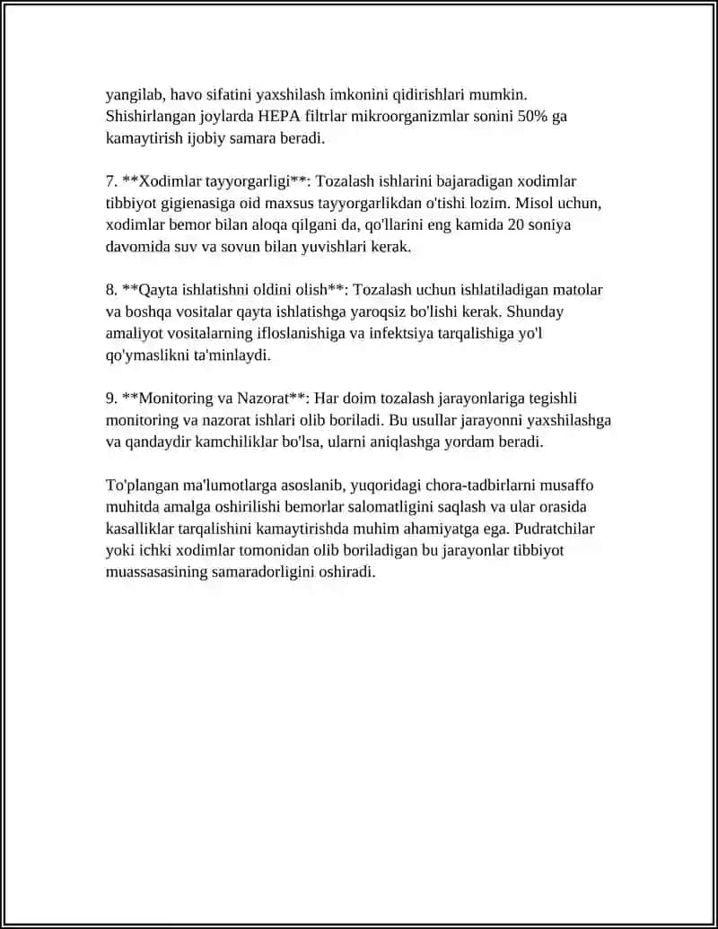 REFERAT Mavzu: TIBBIY SHIFOXONADA INSHOATLARNI TOZALASH TURLARI 4