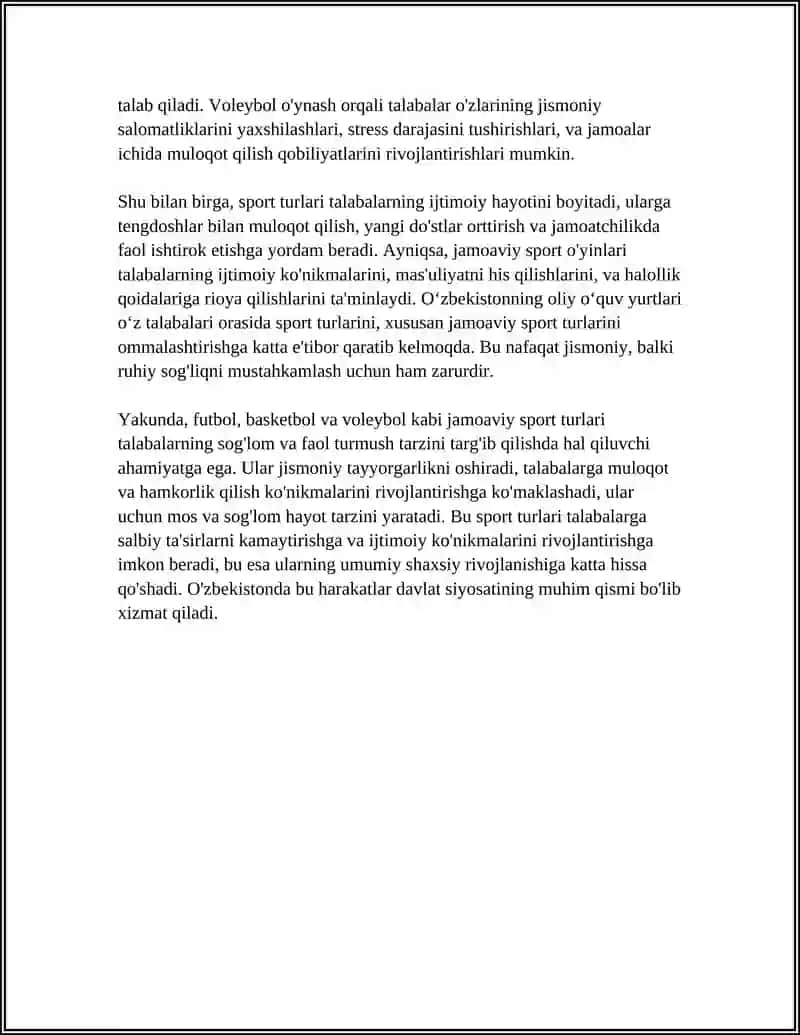 SPORT TURLARI VA ULARNING TALABALARNING FAOL TURMUSH TARZINI OMMALASHTIRISHDAGI AHAMIYATI 4