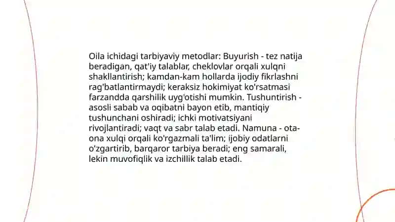 Oila tarbiyasining shakllari: rasmiy va norasmiy 4